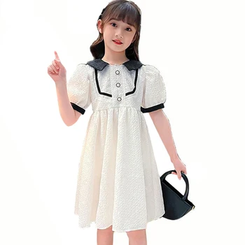 Платье для девочек, кружевное платье с цветочным рисунком для девочек, платье в повседневном стиле, детский летний костюм для девочек 6 8 10 12 14