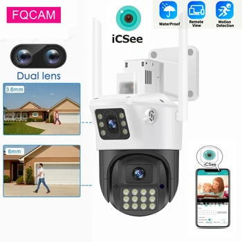 4-Мегапиксельная камера контроля скорости ICSEE, WIFI, двухэкранная наружная цветная камера ночного видения, 2K Беспроводная IP-камера безопасности, обнаружение человека, двустороннее аудио