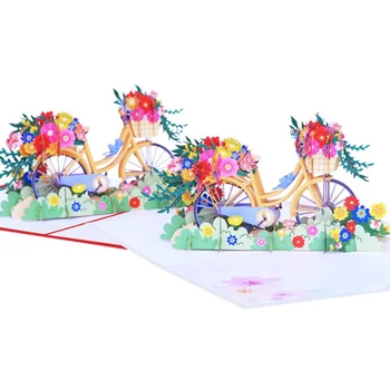 Велосипедная поздравительная открытка 3D up Flower Blessing Card для подарков на годовщину-Велосипедная цветочная открытка