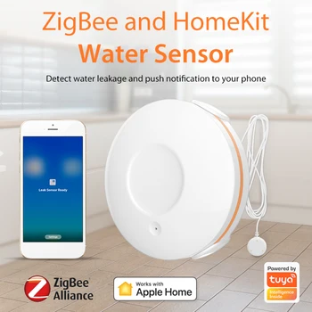 Датчик воды Zigbee 3.0 Беспроводной детектор утечки для сигнализации и автоматизации умного дома Работает с HomeKit без батареи