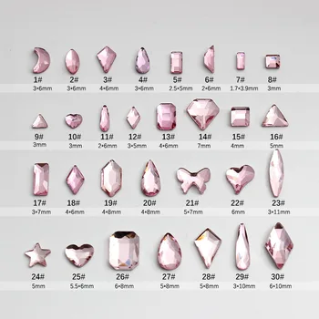оптовая продажа Светло-розового разноцветного страза для ногтей с плоской спинкой, кристаллов специальной формы, камней для нейл-арта, 3D Персонализированного украшения