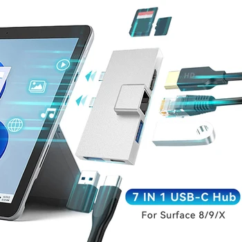 PD 100 Вт USB3.0 Хост-док-станция Концентратор с двойным интерфейсом Type-C 5 Гбит/с 4 К/30 Гц 1080 P/60 Гц HDMI-совместимый для Surface Pro X/9/8
