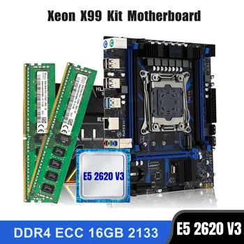 Комбинированный комплект материнской платы Kllisre X99 LGA 2011-3 Xeon E5 2620 V3 CPU DDR4 16 ГБ (2ШТ 8G) ECC-памяти 2133 МГц