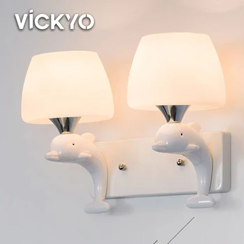 VICKYO Современные простые прикроватные бра Мультяшные светодиодные настенные светильники для детской комнаты Прикроватная лампа для спальни Гостиная