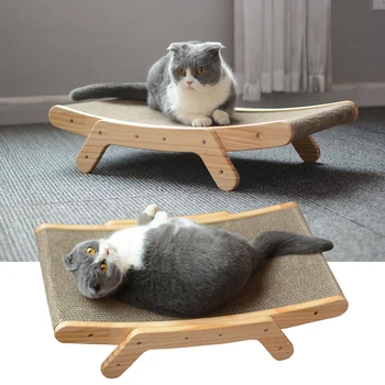 Деревянный скребок-скребок для кошек, съемная кровать для отдыха, Когтеточка 3 В 1, игрушки для дрессировки кошек, когтистая доска для кошек