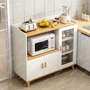 Скандинавские деревянные кухонные шкафы Простая кухонная мебель Современная гостиная Многослойный буфет Бытовой настенный шкаф для хранения вещей