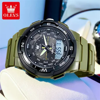 OLEVS Japan, спортивные часы с цифровым механизмом обратного отсчета, мужские многофункциональные водонепроницаемые наручные часы Chrono с 5 барами, reloj hombre