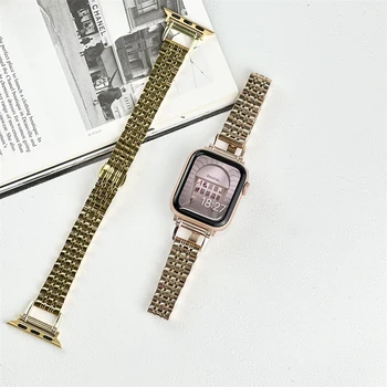 Ремешок из нержавеющей стали для Apple Watch Band 40 мм 44 мм 41 мм 45 мм 38 мм 42 мм Тонкий ремешок-браслет для iWatch серии 7 6 se 5 3 ремешок