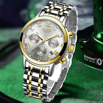 Роскошные модные часы LIGE для мужчин, деловые повседневные спортивные кварцевые мужские часы из нержавеющей стали, водонепроницаемые мужские наручные часы с хронографом