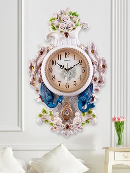 Роскошные Европейские настенные часы Peacock, Большие Бесшумные Настенные часы для гостиной, Цифровые Креативные Винтажные Zegar Scienny Home Decor AF50WC