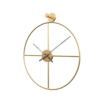 Настенные часы Металлические Испанские часы Бесшумные Роскошные Золотые 3d Современные часы из орехового дерева Для гостиной Украшение дома Подарок