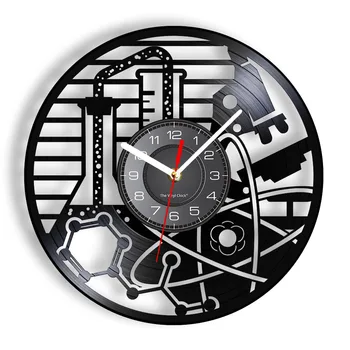 Биоэкспериментальные настенные часы из виниловой пластинки, оборудование для экспериментов биолога, Светящиеся настенные часы, художественный декор лаборатории и школы биологии