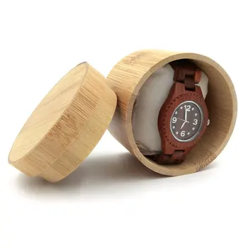Винтажная Круглая деревянная коробка для часов из 100% чистого бамбука, Мужские И Женские Часы, Стеллаж для хранения, Подарок Reloj