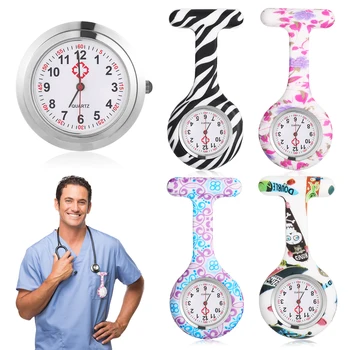 Карманные часы из 4 предметов, круглые, милые, стильные, подвесные, с прозрачным циферблатом, студенческие, для медсестер, будильники, подарок с фиксирующей булавкой