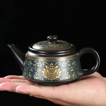 Бытовой Китайский Чайник Набор Для Заваривания Чая Элегантный Классический Матовый Черный Керамический Аксессуары Для Чайной Церемонии Услуги Пуэра Горшок Чайная Посуда