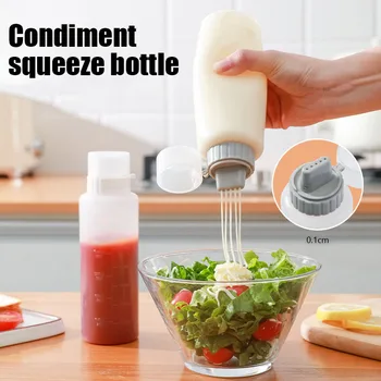 Пластиковые прозрачные бутылочки для отжима приправ на пять отверстий с крышкой, дозатор для кетчупа, заправки для салата, оливкового масла, подходит для кухни C