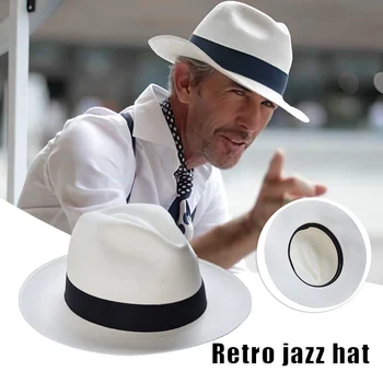 Белая Фетровая Шляпа Для Женщин И Мужчин, Белые Фетровые Шляпы-Фетровые Шляпы Для Гангстеров, Идеально Подходящие Для Винтажного Костюма Джазовой Вечеринки Gatsby 1920-х годов NIN668