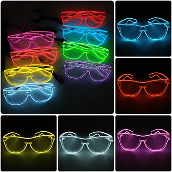 1ШТ мигающий EL Провод Прозрачные светодиодные очки Светящееся Освещение вечеринки Классический Подарок Новизны Яркие светодиодные очки для вечеринки