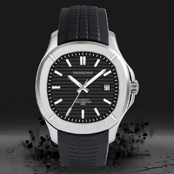 Новый люксовый бренд Specht & Sohne Автоматические механические часы Часы из нержавеющей стали с резиновым ремешком Светящиеся водонепроницаемые часы для мужчин