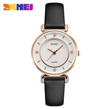 Женские часы Skmei Simple Fashion с бриллиантами, креативные женские часы, пара женских кварцевых часов