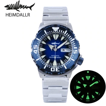 HEIMDALLR Monster Автоматические часы Мужские NH36A Мужские Механические часы Sapphire Vintage C3 Luminous Diver Watch 200M Черный PVD