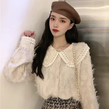 Весенняя одежда Bella Philosophy 2020, Корейская милая блузка с воротником 