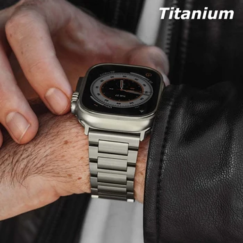 Ремешок для Apple Watch Titanium Band Ultra 49 мм 44 мм 42 45 мм 41 мм 40 мм Роскошный Ремешок для Часов Браслет для iWatch Серии 8 se 7 6 5 3 4