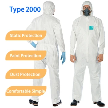Химические комбинезоны, сиамские комбинезоны для всего тела с капюшоном, защитная одежда из материала SMS, пылезащитные и антистатические лабораторные наборы