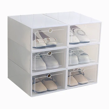 Коробка для обуви ярких цветов из 6 предметов, прозрачная пластиковая коробка для хранения обуви, прямоугольный ящик для хранения в обувном шкафу