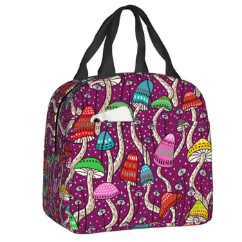 Изготовленная на заказ сумка для ланча с психоделическими волшебными грибами, женская Теплая сумка-холодильник, изолированный ланч-бокс для студентов, учебы, работы, еды, сумок для пикника