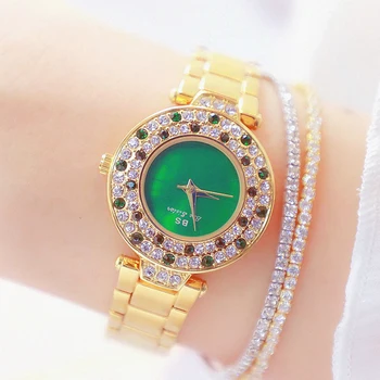 Женские наручные часы Bs Diamond Люксового бренда, часы со стразами, Золотые Женские часы из нержавеющей стали, Женские часы Hour Relogio Feminino