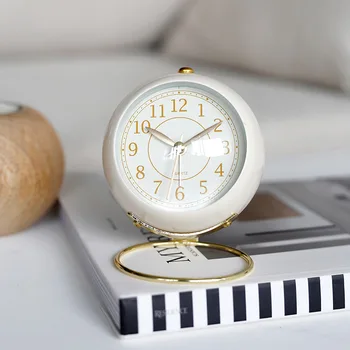 Винтажные металлические цифровые часы, Креативный круглый детский электронный будильник, будильник на прикроватном столике, светящиеся кварцевые часы