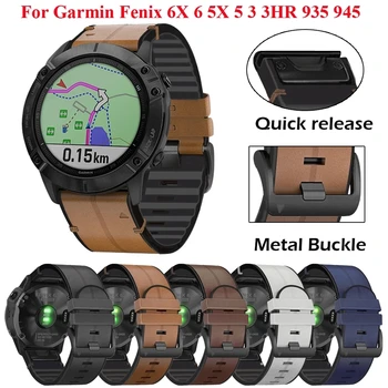 22 мм 26 мм Быстроразъемный кожаный ремешок для Garmin Fenix 6X 6 Pro Tactix Delta watch band Easyfit ремешок для часов Fenix 6 Fenix 5 5X