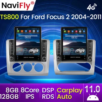 8 + 128 Г 2 Din 4G + WiFi Автомагнитола для Ford Focus Exi MT AT 2004-2011 Мультимедийный Плеер Android 11 GPS Навигация Головное Устройство 2din