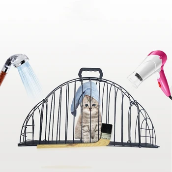 Ванна для мытья котенка с защитой от захвата Металлическая Клетка 2-Дверный Легкий Кошачий душ Фен Товары для домашних животных