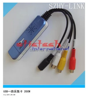 по DHL или EMS 200шт Портативный USB 2.0 адаптер для карты захвата видео и аудио VHS DC60 DVD конвертер Композитный RCA синий Оптом