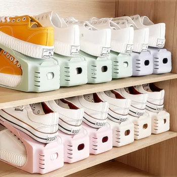 Новая Двухслойная Подставка для обуви Регулируемая Подставка для обуви Органайзер Подставка для обуви Компактный Шкаф для хранения Подставка для обуви