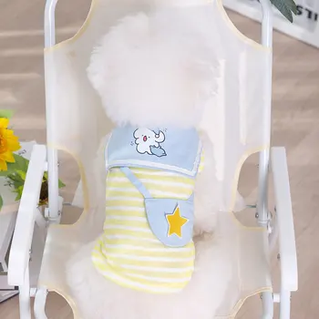 Одежда для маленьких собак, Летний Весенний модный жилет с рисунком из мультфильма, рубашка в полоску для домашних животных, милая сумка для кошек, одежда для домашних животных, пудель чихуахуа