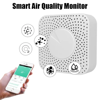 Умный 6-в-1 Для Домашнего Офиса PM2.5 Формальдегид TVOC CO2 Датчик Температуры И Влажности WiFi Монитор Качества Воздуха Измеритель CO2