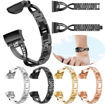 50 шт., новый модный роскошный ремешок для часов, Металлические браслеты X-Link, Сменные Регулируемые ремешки, кристалл для Fitbit Charge 3, Charge 4