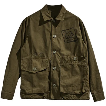 Новая мужская куртка-карго Армейского зеленого цвета, повседневная верхняя одежда, Американское свободное молодежное пальто в стиле милитари, мужское