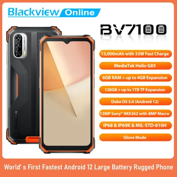Оригинальный Blackview BV7100 Прочный Телефон 6 ГБ 128 ГБ 13000 мАч Andriod 12 Восьмиядерный Мобильный Телефон 6,58 