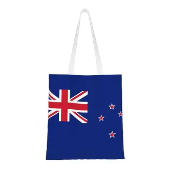 Нестандартная Новая Зеландия Торговый Флаг Холст Сумки Многоразовые Продуктовый Сумка Шоппер Сумки