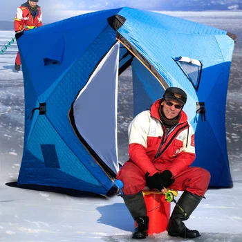 Теплая зимняя палатка для подледной рыбалки, большое пространство для кемпинга на открытом воздухе, Ветрозащитная, водонепроницаемая от снега, быстро открывающаяся, семья 3-4 человека