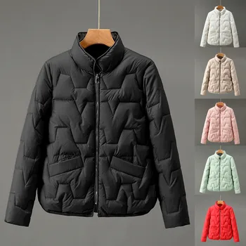 Женская зимняя куртка из полиэстера, зимнее пальто, свободная легкая куртка, теплое пальто с длинным рукавом