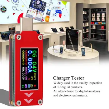 Измеритель тока TC64 PD, Тестер Type-C, Цветной Цифровой Амперметр, Вольтметр, Зарядное напряжение, Детектор емкости тока