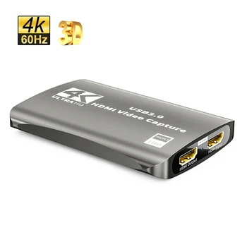 USB 3.0, карта захвата HD 4K, видеовыход, совместимый с HDMI Микрофон, коробка для записи аудиоигр в реальном времени в формате HD для PS4, Nintendo Switch