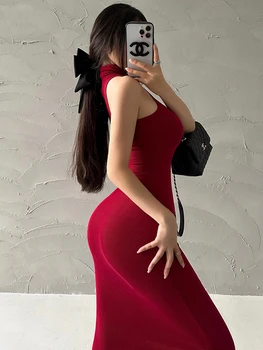 Красное модное сексуальное платье Миди с высоким воротом для женщин, для вечеринок, для клуба, для женщин, облегающее, эластичное, персиковое, элегантное длинное платье для женщин.