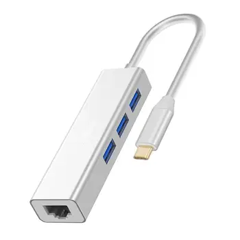 Портативный сетевой адаптер USB-концентратора премиум-класса 4 в 1 USB3.0 Ethernet LAN без драйвера Подключи и играй