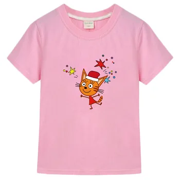 Футболка Kid-e-cats, Детская Одежда, Футболки С Рисунком Для Мальчиков, Одежда для Малышей с короткими Рукавами, Детские Хлопчатобумажные Рубашки PinkTops для Девочек-подростков